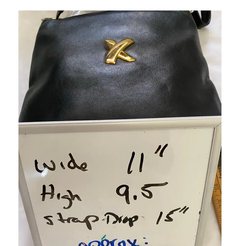 Vintage‎ Palomo Picasso Signature X Double Strap Black Leather Shoulder bag